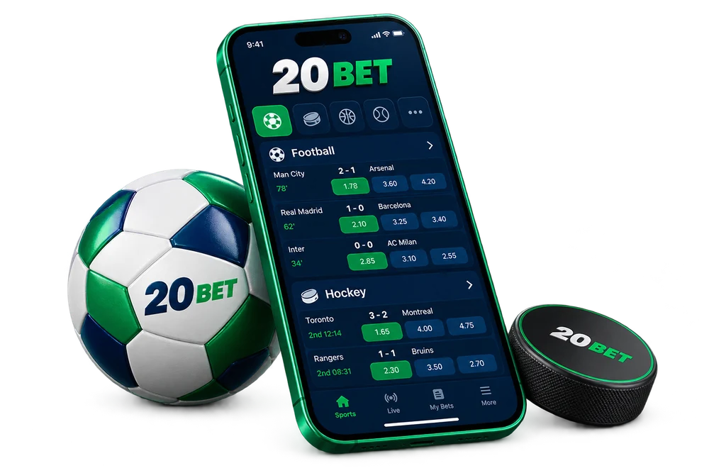 Smartphone with a football and hockey puck